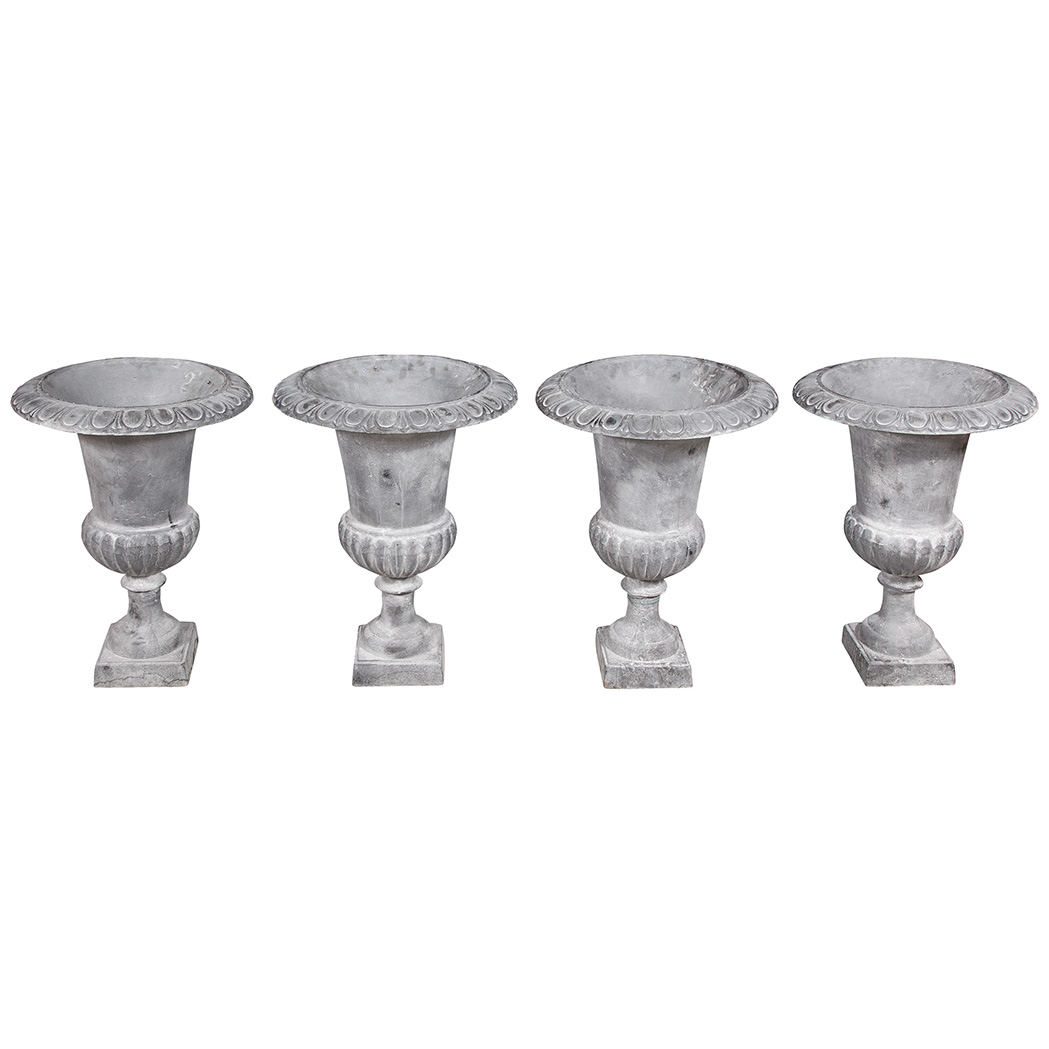 Appraisal: Set of Four Cast Metal Campaniform Garden Urns Height inches