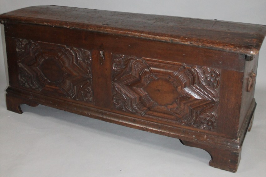 Appraisal: A thC and later oak cassone ark coffer the domed