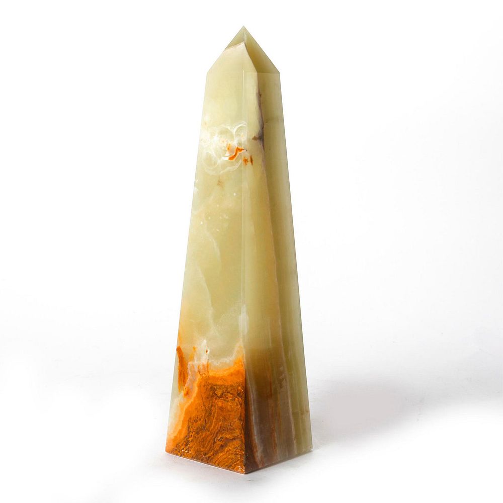 Appraisal: HEAVY CARVED GREEN ONYX OBELISK FOR HEALING PURPOSES South western