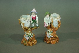 Appraisal: A pair of Sitzendorf posy vases