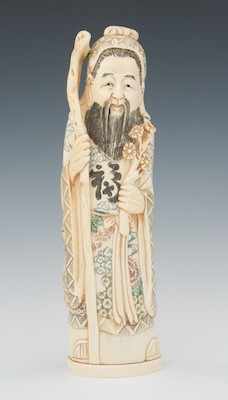 Appraisal: A Chinese Carved Ivory of a Priest Hand carved and