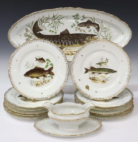 Appraisal: lot of French porcelain fish service Ets Ternet Limoges late