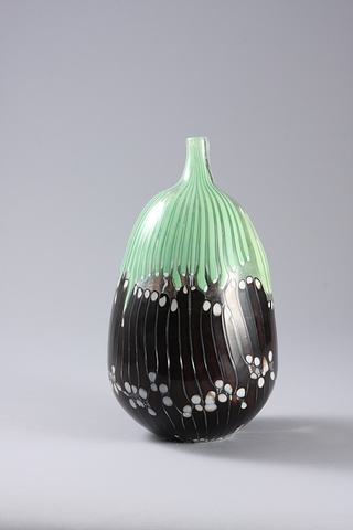 Appraisal: Organic free form vase with white tipped green and brown