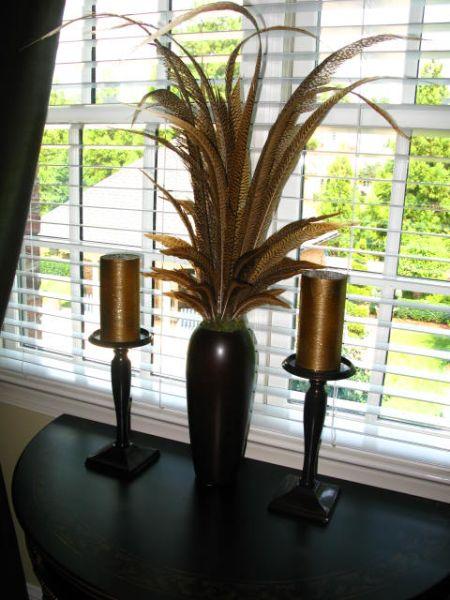 Appraisal: Bronze Tone Vase Candlesticks the vase with an arrangement of