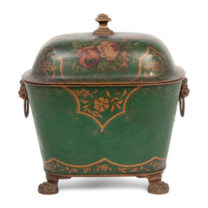 Appraisal: An English Painted T le Coal Scuttle Late th Century