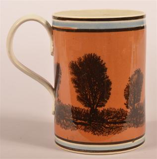 Appraisal: Black Mocha Seaweed Decorated Tankard Black Mocha Seaweed Decorated Soft