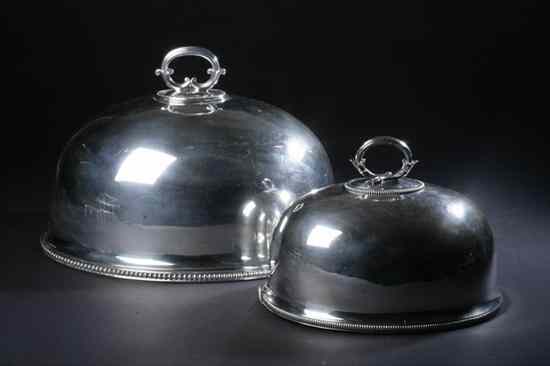 Appraisal: TWO ENGLISH SILVER PLATED MEAT DOMES The smaller by Thomas