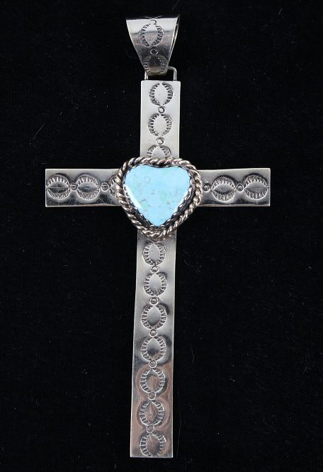 Appraisal: Armand American Horse Silver Turquoise Cross Included in this lot