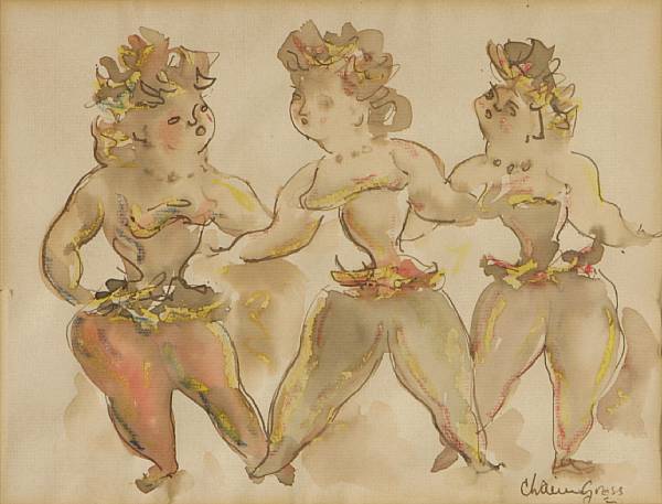 Appraisal: Chaim Gross American - Untitled Three dancers signed 'Chaim Gross'