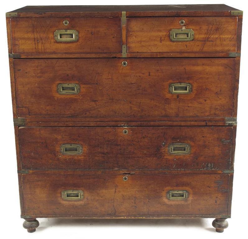 Appraisal: A Victorian mahogany and brass bound military chest