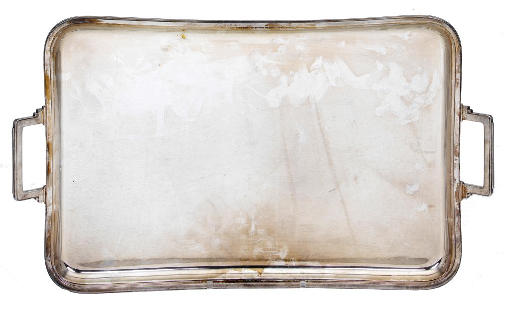 Appraisal: A GEORGE VI OBLONG TRAY with geometric handles x cm