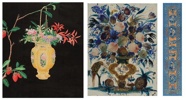 Appraisal: AN ORIENTAL WATERCOLOUR of a vase of summer flowers on