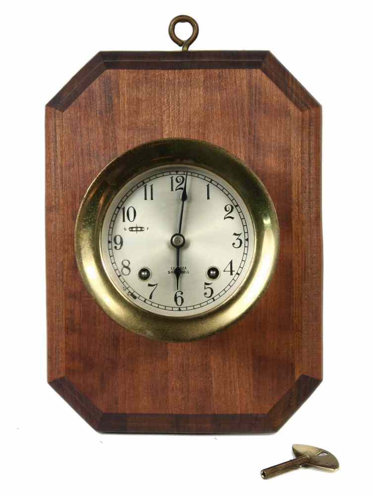 Appraisal: SHIP'S CLOCK - Brass cased Chelsea bulkhead mounted ship's clock