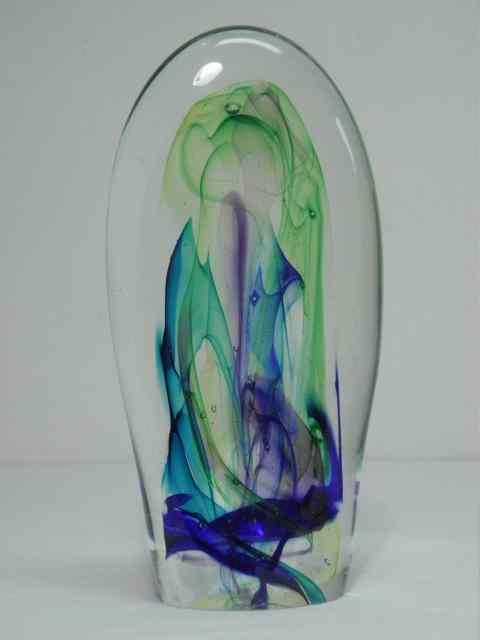 Appraisal: An art glass paperweight signed illegibly on base Features swirled