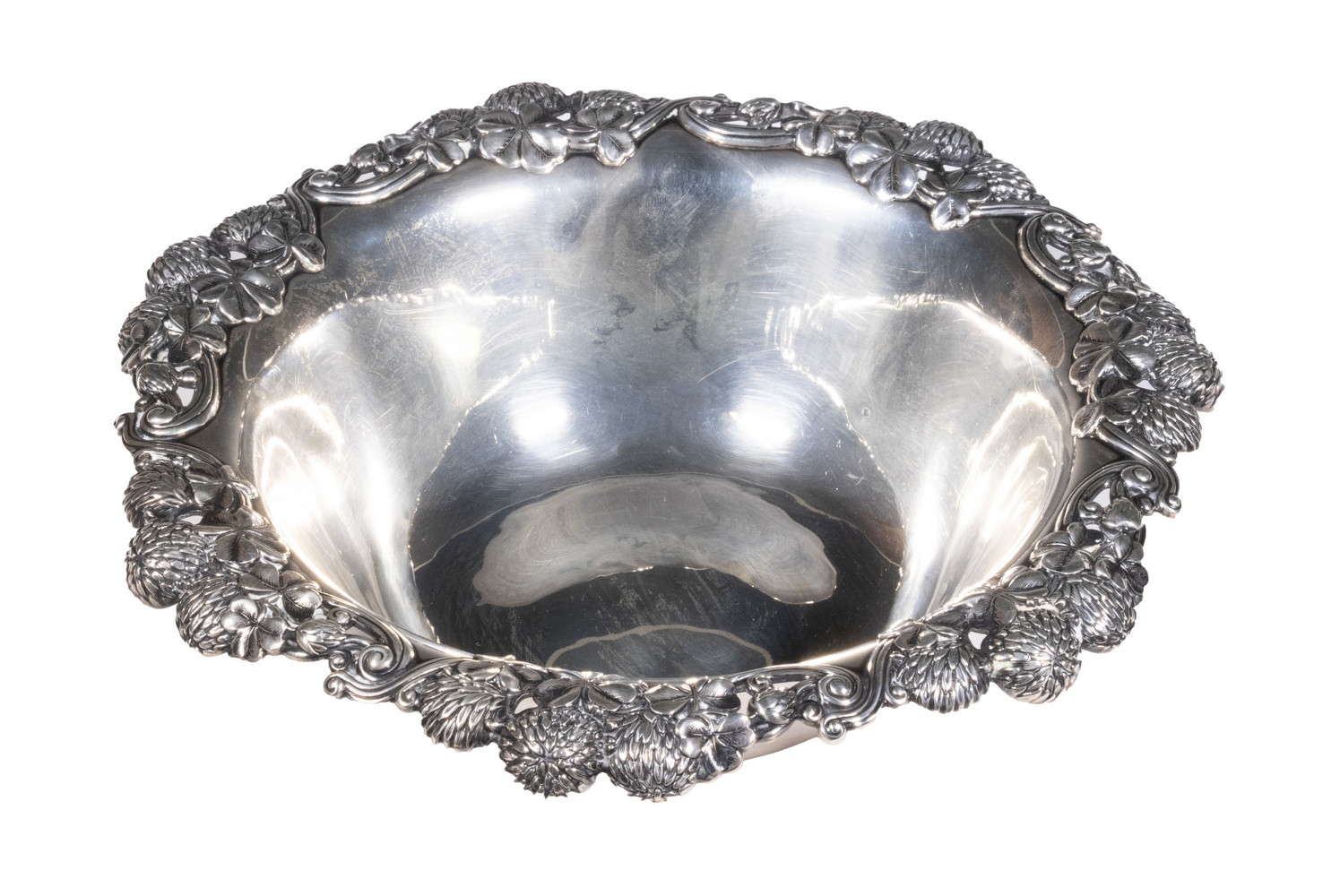 Appraisal: TIFFANY CO CLOVER STERLING BOWL Ca Sterling Silver Fruit Bowl