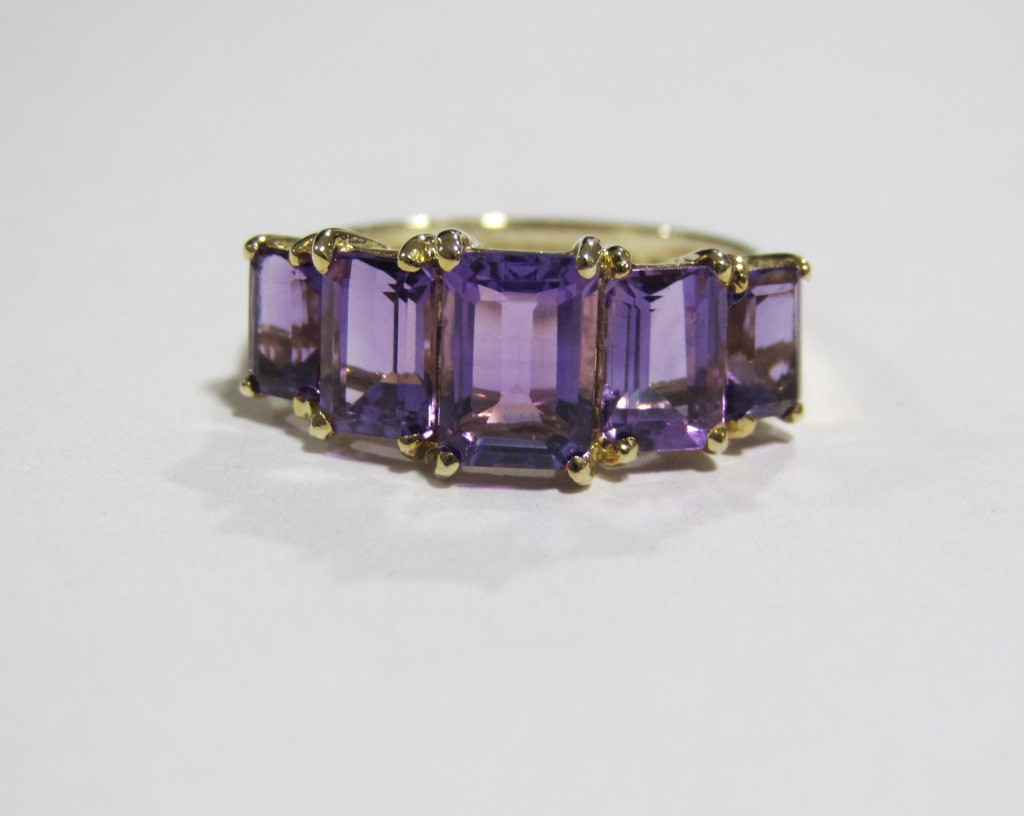 Appraisal: Lot comprising a ct gold amethyst five stone ring and