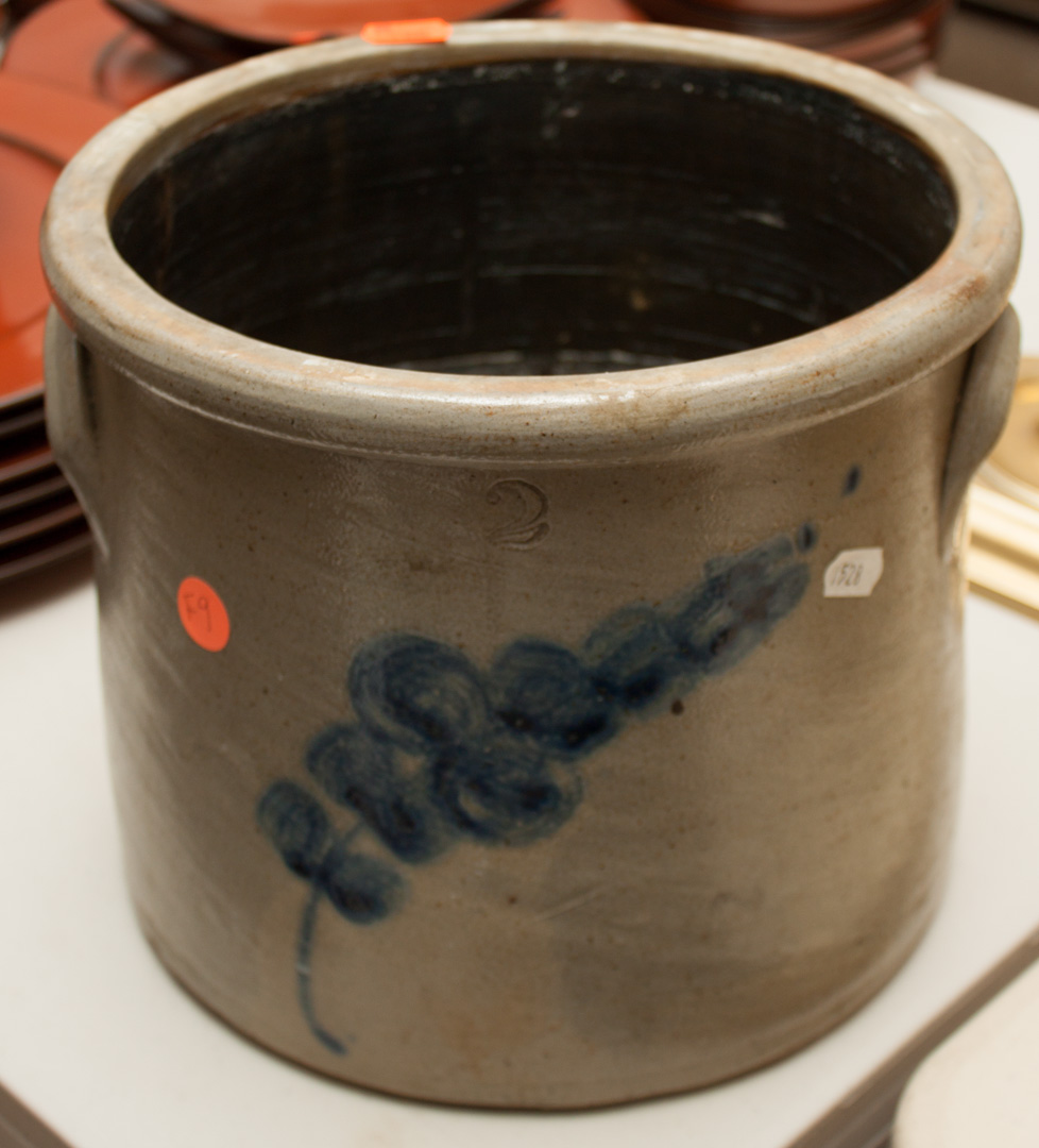 Appraisal: Blue decorated crock as is Undernumber