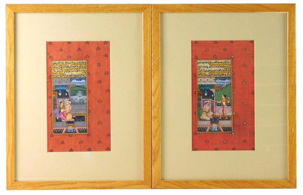 Appraisal: Two illuminated Persian manuscripts with calligraphic writing above painted images