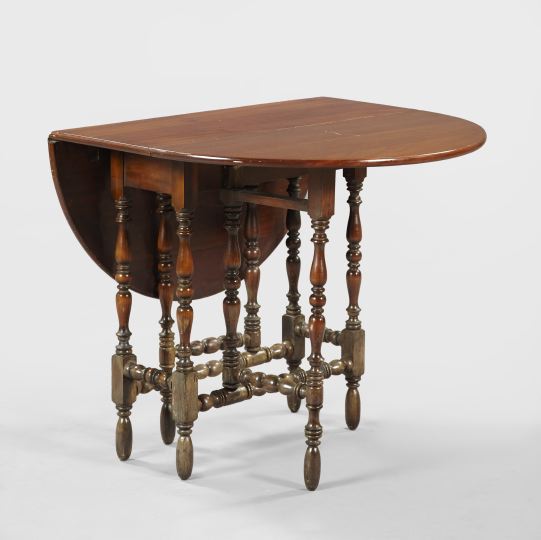 Appraisal: William and Mary-Style Maple and Mahogany Gate-Leg Table the top