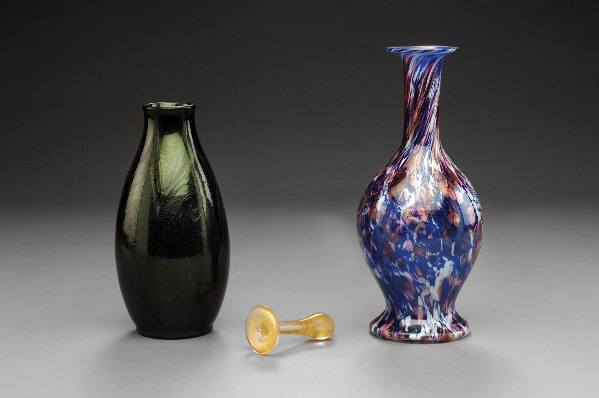 Appraisal: VASA MURRHINA GLASS VASE AND A LETTER SEAL HANDLE VASA