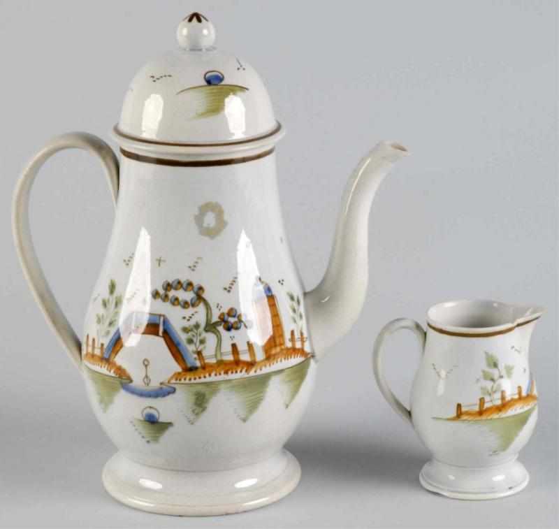 Appraisal: Early Lidded Teapot Creamer Description Circa Small chip inside top