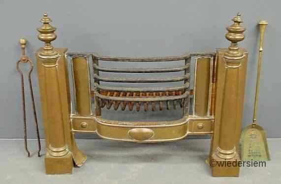 Appraisal: Brass and metal grated fireplace insert ''h x ''w x