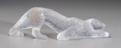 Appraisal: Lalique crouching panther frosted glass original paper label - x