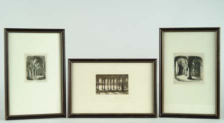 Appraisal: SET OF FIVE ETCHINGS All identically framed Each shows interior