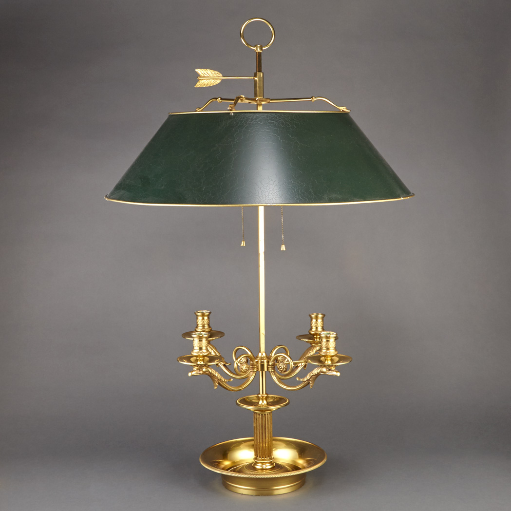 Appraisal: Louis XVI Style Brass Bouillotte Lamp Electrified with painted tole