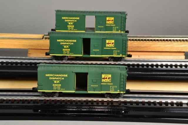 Appraisal: LIONEL WESTERN PACIFIC BOXCARSIncluding three WP Express Boxcars painted green