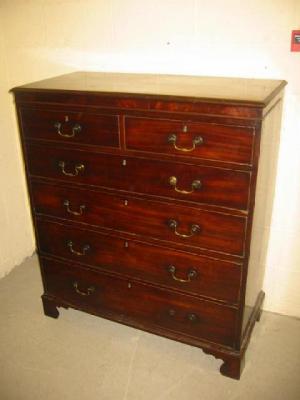 Appraisal: A GEORGE III MAHOGANY CHEST of two short over four