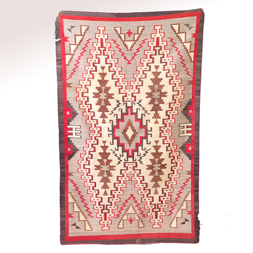 Appraisal: Navajo Rug th c with pattern of interlocking diamonds in