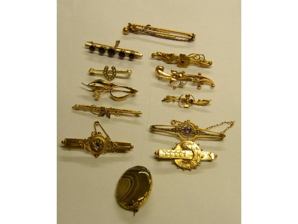 Appraisal: Collection of twelve assorted Edwardian and later gold bar brooches