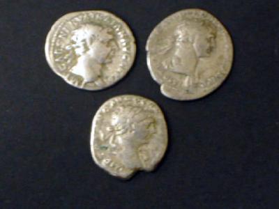 Appraisal: THREE TRAJAN DENARII with Jupiter and Trojan Victory and Arabia