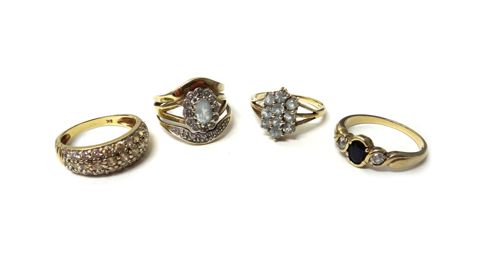 Appraisal: A ct gold sapphire and colourless gem set three stone