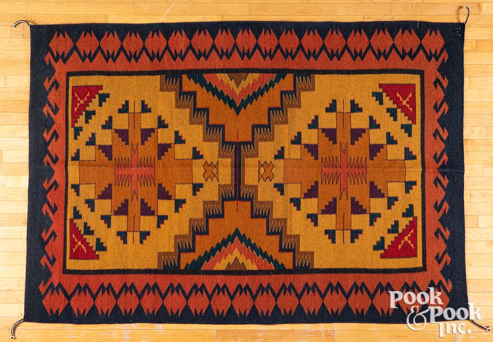 Appraisal: Zapotec Mexico Indian wool serapi sized weaving Zapotec Mexico Indian