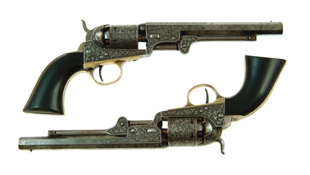 Appraisal: PAIR OF ENGRAVED BELGIAN BREVETE COLT POCKET MODEL PERCUSSION REVOLVERS