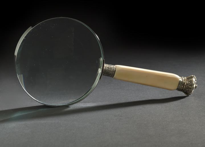 Appraisal: Large Victorian Ivory and Sterling Silver-Handled Desk Magnifier fourth quarter