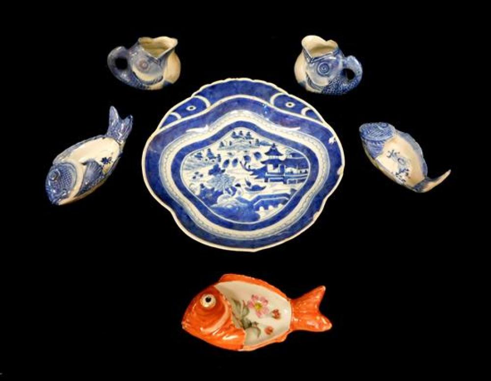 Appraisal: ASIAN Chinese Export porcelain Canton th C six fish themed