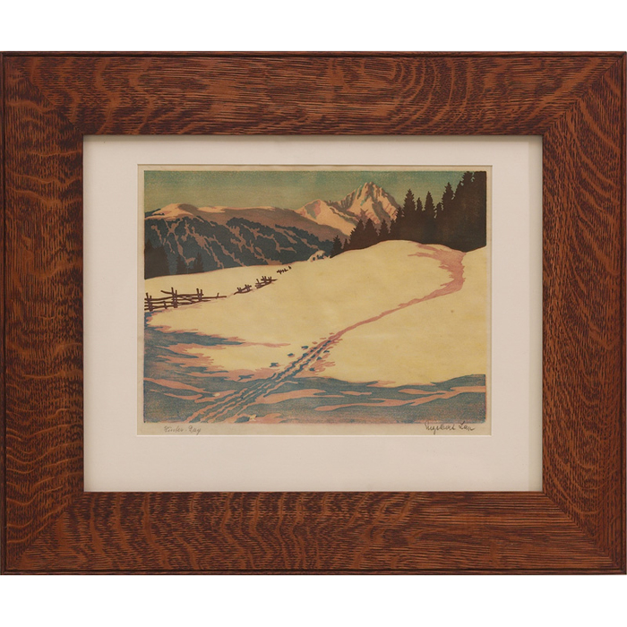 Appraisal: Engelbert Lap Austrian - Winter Day color woodcut c in