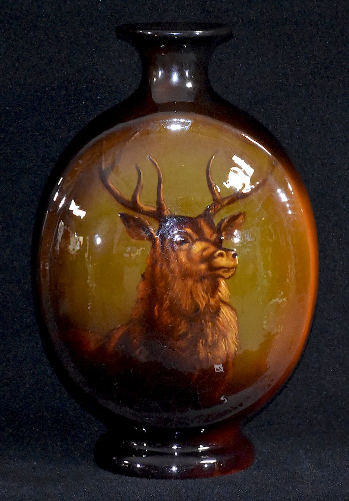 Appraisal: Roseville Rozane Elk Portrait Vase Elk Rozane Roseville Rozane Large