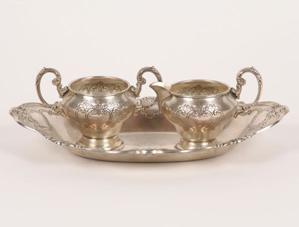 Appraisal: Gorham Chantilly pattern sterling silver tray sugar and creamer Impressed