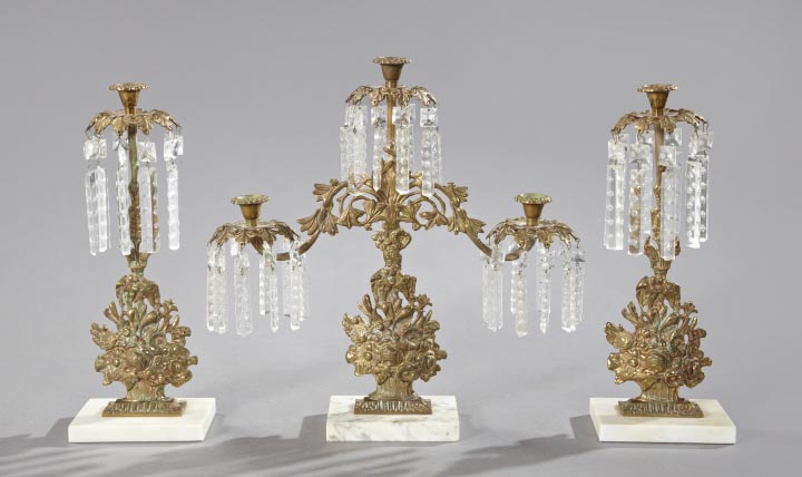 Appraisal: Attractive Three-Piece American Girandole Mantel Garniture third quarter th century