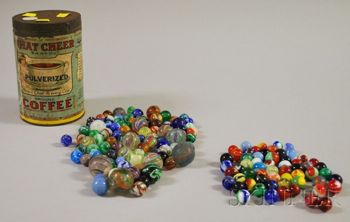 Appraisal: Collection of Glass Marbles in a Coffee Tin