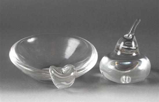 Appraisal: Steuben crystal pear and ashtray th century pear - in