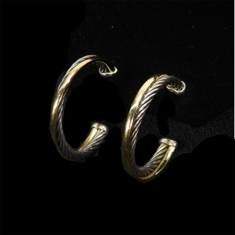 Appraisal: DAVID YURMAN K GOLD STERLING HOOP EARRINGS Sterling silver cable