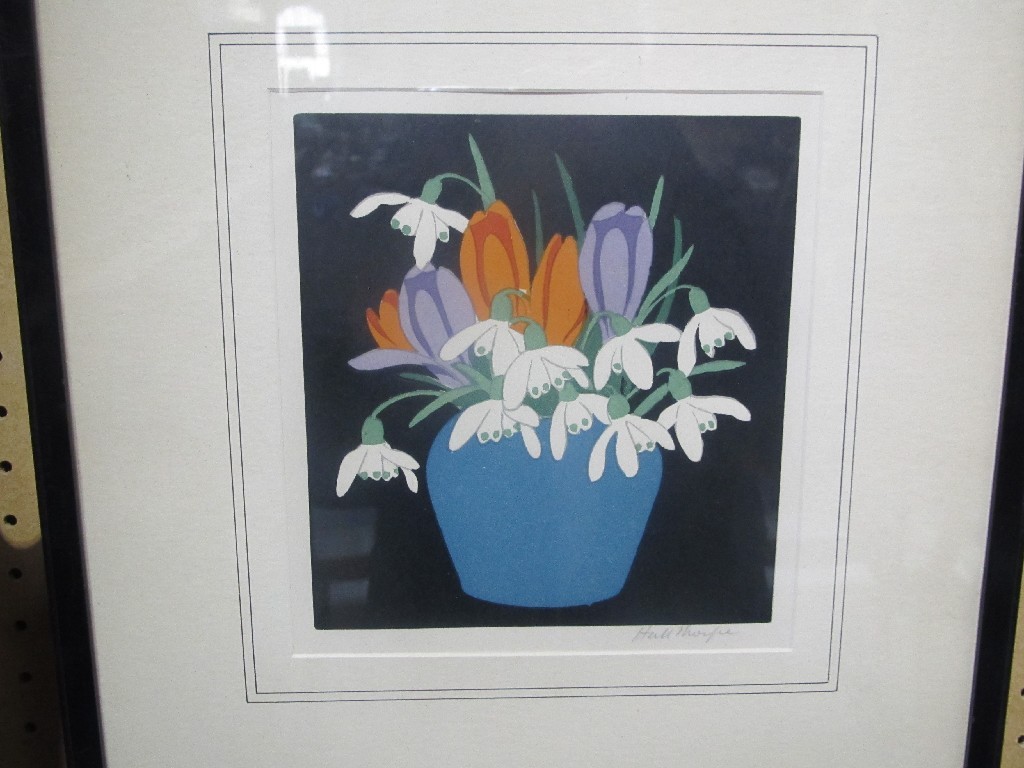 Appraisal: JOHN HALL THORPE Pair of woodblock prints both signed in