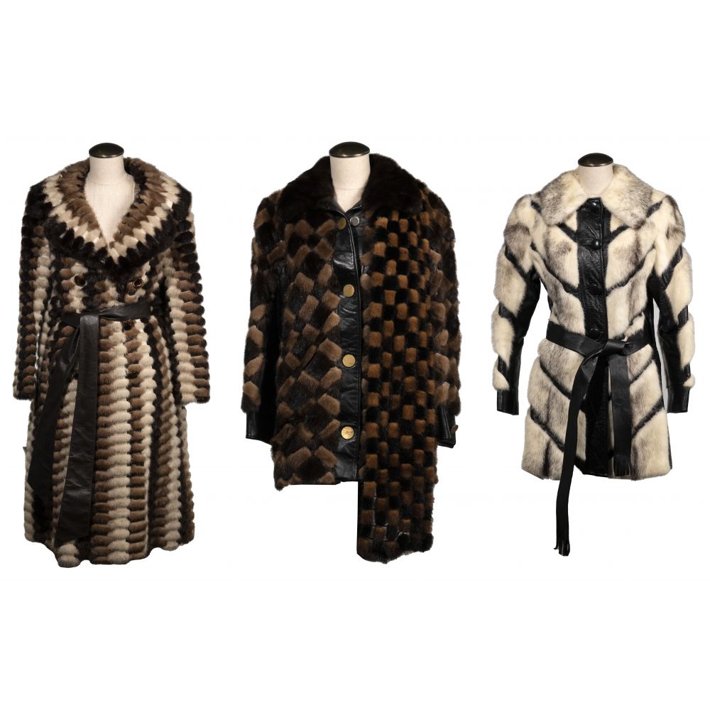 Appraisal: MINK FUR AND LEATHER COAT ASSORTMENT coats including full length