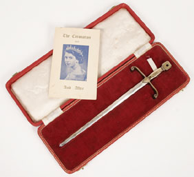 Appraisal: Coronation Queen Elizabeth commemorative parcel gilt sterling silver letter opener