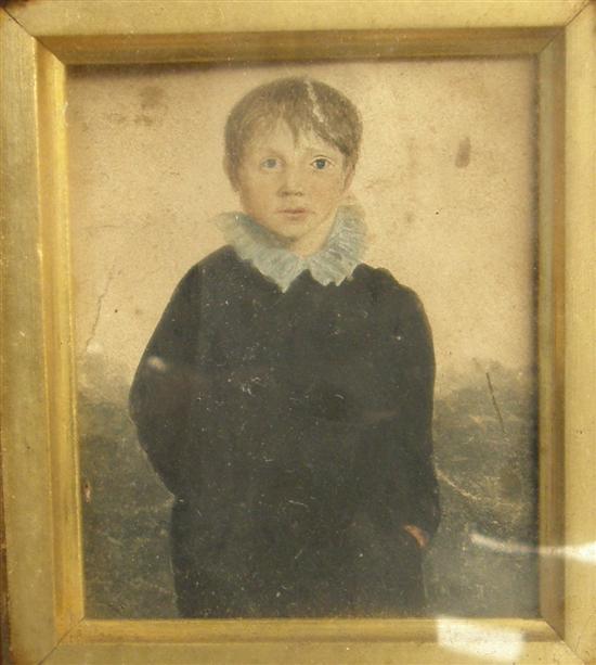 Appraisal: th Century Watercolour of young boy in a rosewood frame